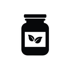 Herbal Supplement Bottle Black Silhouette Alternative Medicine Container Design