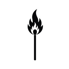 Simple Burning Matchstick Illustration Fire Ignition Concept Safety Graphic Design Element