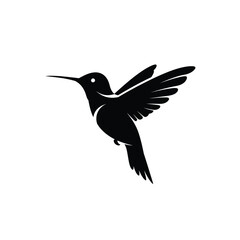 Elegant Silhouette Of A Hummingbird In Flight With Detailed Wing Structure