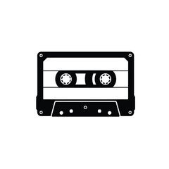 Classic Audio Cassette Tape Black And White Vintage Music Illustration Vector