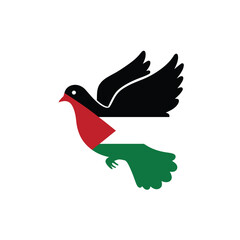 Palestinian Flag Dove Peace Symbol Conceptual Illustration Design Element