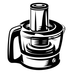 Black and white illustration of a food processor for kitchen use