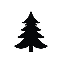 Minimalist Black Silhouette Christmas Tree Design On White Background Vector Graphic