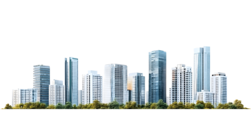PNG Realistic modern cityscape architecture skyscrapers buildings.