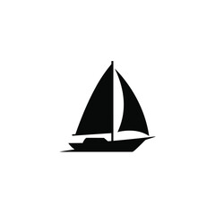 Black Silhouette Illustration Of Sailboat On White Background Coastal Concept