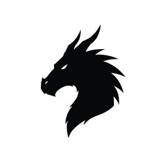 Dragon Silhouette Vector Illustration Mythical Creature Profile Icon Graphic Design Element
