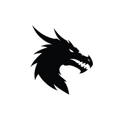 Fierce Dragon Head Silhouette Vector Illustration For Fantasy Designs And Logos