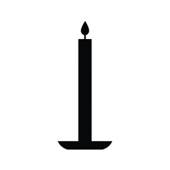 Minimalist Black Candle With Flame Illustration Decorative Element For Celebrations