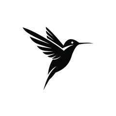 Elegant Silhouette Of Hummingbird In Flight Vector Illustration For Microstock Platforms