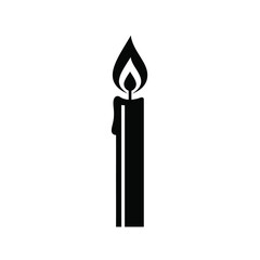 Minimalist Vector Illustration Of A Lit Candle Silhouette Against White Background