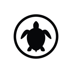 Simple Sea Turtle Icon Vector Illustration In Black Circle Frame
