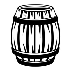 Monochrome Illustration of a Wooden Barrel with Sharp Edges and Details