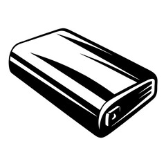 Monochromatic Illustration of External Hard Drive with Reflective Surface Pattern Design