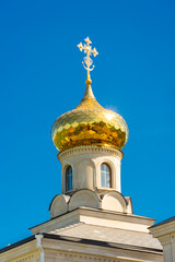 Golden domes of the Orheiul Vechi Monastery in Butuceni,  Moldova