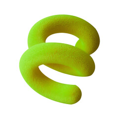 Spiral soft shape with Yellow  fur, isolated on white background. 3d rendering best design
