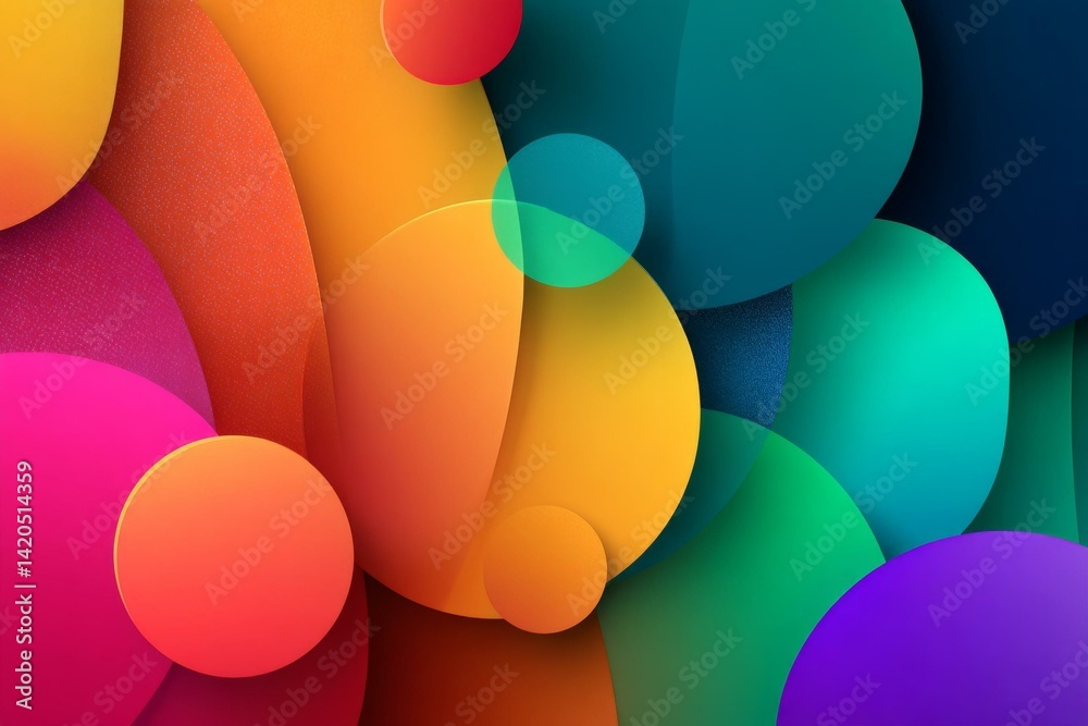 Poster vibrant gradient color background with floating shapes, modern abstract design, artistic backdrop wi