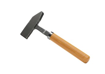 Geology hammer rock pick tool with wooden handle isolated on white background