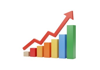 Growth chart illustration business and financial success isolated on white background