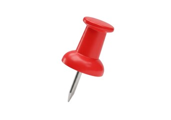 Red push pin isolated on white background