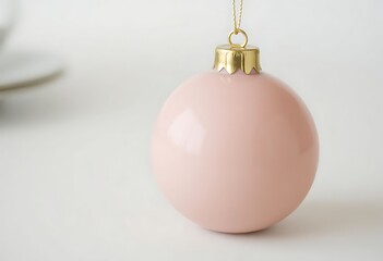 pink ornament hanging from a gold chain