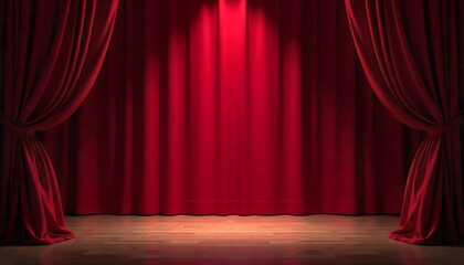 Empty scene with a red curtain and spotlight. Open theatrical stage curtain, Theatrical drapes, Vector drapes Background, created with generative ai