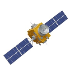 Satellite image communication and space technology isolated on white background