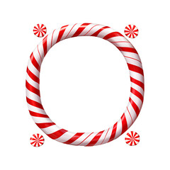Peppermint candy cane frame isolated on transparent background