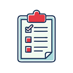 Checklist Icon with Checked Box and Red Clip  
