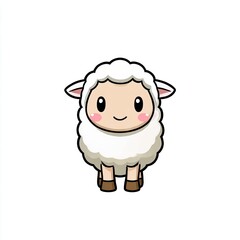 Obraz premium Cartoon lamb smiling cheerfully on white background