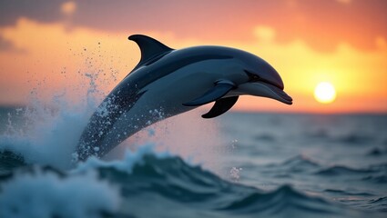 Majestic Dolphin Leaps at Sunset