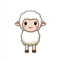 Obraz premium Cartoon fluffy sheep standing on white background