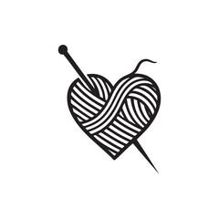 heart with knitting needles