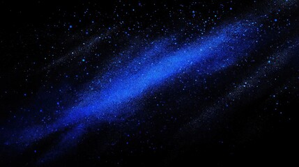 Cosmic nebulae display a vibrant blue streak across the inky blackness of space.