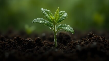 An exquisite close up of dew kissed seedling leaves embodying freshness and new beginnings Ideal for growth and rejuvenation concepts
