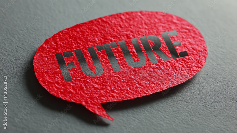 Poster red textured paper speech bubble with black 