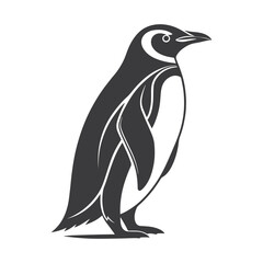 Minimalist Penguin Silhouette – Sleek Monochrome Vector Design