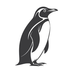 Naklejka premium Minimalist Penguin Silhouette – Bold Black & White Side Profile Design