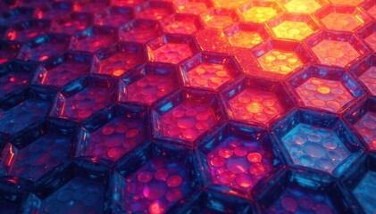 Intricate tessellation of hexagons in vibrant hues, geometry, mosaic