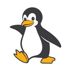 Obraz premium Cute Minimalist Cartoon Penguin Vector Mascot Design