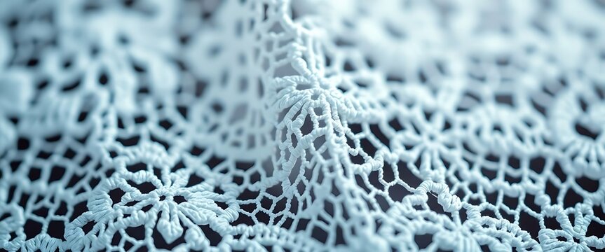 close up of a white lace on a black surface