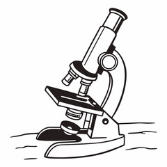 Microscope line art icon - line art vector illustration in white background