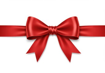 Fototapeta premium Elegant red satin ribbon cross pattern with bow on white background