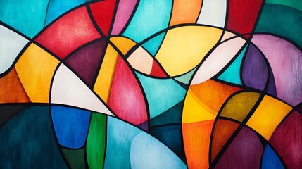 Fototapeta premium Abstract Colorful Geometric Painting Modern Art Design Vibrant Hues Canvas Texture Background Image Digital Illustration Graphic Resource Artistic Style Creative Artwork Bold Colors Rich Tones 