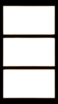 Split Screen Animated Triple Frame Overlay. Vintage Film Border for Parallel Storytelling. Vertical Video. FL0122