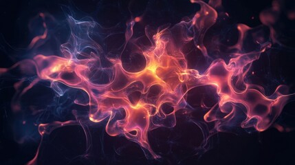 Obraz premium Abstract Colorful Swirling Smoke with Vibrant Glow in Dark Background