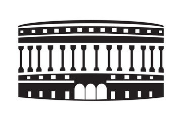 Indian Parliament Black Silhouette