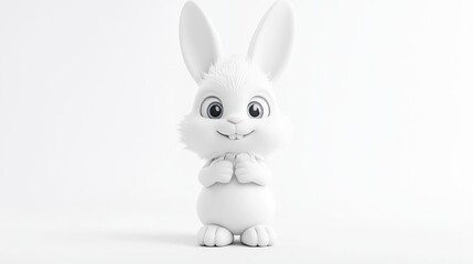 Obraz premium Cute white cartoon bunny
