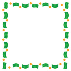 Money Border Top Bottom Coin Dollar Line Frame Layout Vector