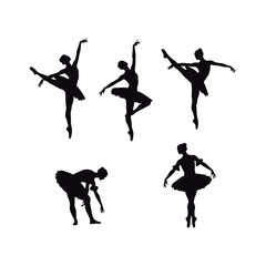 Ballet Dancer Silhouettes Set.
