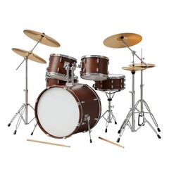 Drum set musical instrument isolated on white background